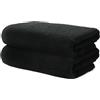 Ôhm Set di 2 Asciugamani Viso 50x100 cm | Piccoli Teli de Doccia per Ospiti e Mani | 100% Cotone | Spugna Morbido e Assorbente | 500g/m2 | Hotel e B&B | Oeko-TEX | Ôhm | Nero