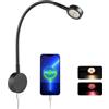 Obeaming Lampade da Lettura LED 12V Camper Barca Spot, Integrato Interruttore Dimmer, Caricabatterie di Tipo C, Luce Notturna Rossa, Per Caravan Furgone Van 24VDC Flessibile a Collo di Cigno (Nero)