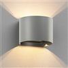 ledscom.de Lampada da parete RUNEL per esterno, IP65, Up-/Downlight, grigio opaco, rotonda, 1x G9 max. 10W