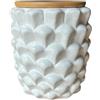 GMM Barattolo in Ceramica Pigna, Barattolo Pigna con Tappo in Legno, Design Decorativo (Bianco)