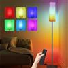 CRLL RGB Lampada da Terra Salotto, Piantana con Telecomando & Controllo a Pedale, 3 Colori & 6 Modalità RGB Dimmerabile Lampada con Paralume, Lampada da Terra per Camera da Letto, Soggiorno, Ufficio