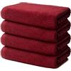 Ôhm Set di 4 Asciugamani Viso 50x100 cm | Piccoli Teli de Doccia per Ospiti e Mani | 100% Cotone | Spugna Morbido e Assorbente | 500g/m2 | Hotel e B&B | Oeko-TEX | Ôhm | Rosso