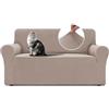 BellaHills Copri Divano 2 Posti con Braccioli(135-165cm), Copridivani Elasticizzato Antiscivolo, Universale Moderno Copri Divano AntiGraffio, Sofa Cover Antimacchia, Sabbia