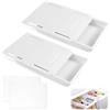 Orixo 2 Pezzi Cassetto Sotto Scrivania 22 cm X 15,5 cm X 3,5 cm, Cassetto Nascosto Autoadesivo con Apertura e Chiusura Silenziosa Cassetto Adesivo Scrivania per Scrivanie, Armadi, Cassettiere (Bianco)