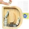 LEcylankEr Salvadanaio personalizzato per bambini con lettere dalla A alla Z in legno trasparente, decorazione creativa, regali per compleanno, Natale, ringraziamento (D)