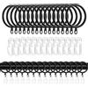 Jizxol Anelli per tende di colore nero, 40 pezzi, anelli per tende in metallo e 40 ganci per tende in plastica, con ganci, per finestre, porte, tenda da doccia per binari, diametro interno 30 mm (nero