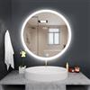 SDXYSTCE Specchio da bagno rotondo, specchio da bagno a LED da 60 cm con interruttore a sfioramento, dimmerabile, 3 luci colorate, specchio in vetro temperato, impermeabile IP55, antiappannamento