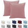 Poligino Federe Cuscini Letto Matrimoniale 65x65cm, Set 2 Federe Oeko-TEX in Premium Microfibra 110GSM con Invisibile Cerniera, Morbida e Traspirante, Ipoallergenica - Rosa Scuro