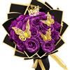 LARDUX Bouquet di 24 rose glitterate, bouquet di rose artificiali per San Valentino, bouquet di fiori finti glitterati con corona, per regali, matrimonio, anniversario, fidanzamento, compleanno, festa
