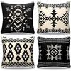 Cheekywares Federe Cuscini 50x50 Boho Modern Bianco e Nero Etniche Tribali Decorativi Copricuscini per Divano Fodera per Cuscino Quadrati in Lino per Camera da Letto Divano Sedia Soggiorno Fattoria Set di 4