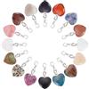 PH PandaHall 16pz Ciondoli Pietre Preziose Ciondolo a Forma di Cuore Quarzo Pietra, 43mm Pendenti di Cuore con Aragosta Artiglio Fermagli per Portachiavi Collana Gioielli Artigianato Fai da Te