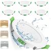Brantoo Set di 6 faretti LED da incasso ultra sottili 7 W dimmerabili, bianco caldo 3000 K, bianco neutro 4000 K, bianco freddo 6500 K, regolabile, IP44, faretti rotondi per cucina, soggiorno, bagno