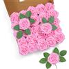 LEUCHTAMOR 25 rose artificiali in schiuma rosa, rose finte realistiche al tatto per bouquet da sposa, centrotavola, composizioni floreali, decorazioni per feste e casa