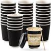 Nationwide Paper Tazze da caffè con coperchi, bicchieri di carta isolati ondulati, usa e getta, per bevande calde da asporto, (350 ml, 50 pezzi, nero)