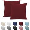 Poligino Federe Cuscini Letto Matrimoniale 65x65cm, Set 2 Federe Oeko-TEX in Premium Microfibra 110GSM con Invisibile Cerniera, Morbida e Traspirante, Ipoallergenica - Bordeaux
