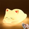 Tremdwoto Lampada Gatto luce notturna bambini Con telecomando，7 Colori carica usb luce notturna ，Timer dimmerabile lucina nottebambini Decorazione della camera dei bambini，Regali per ragazze e ragazzi
