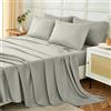 Homebliss Set Lenzuola Singolo 90x190/200cm 3 Pezzi, Completo Lenzuola Letto in Poliestere, Lenzuolo con Angoli, Lenzuola e 1 Federa 50x80,Tinta Unita, Grigio chiaro