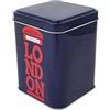 CUCUBA Scatola Contenitore in Latta per Cucina Casa Dispensa Porta Bustine da Tè Blu London Telephone Colore Blu 0,7l 11x8x8cm