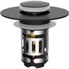 Hibbent Tappo Lavandino Bagno Universale e Filtro Rimovibile, Scarico Lavabo Pop Up,Adatto per Fori da 25 a 46 mm, Filtro Scarico Lavabo Bagno Valvola Piletta Click Clack,Nero.