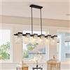 Ganeed Lampadario Lineare 6 Luci Cristallo Nero Sospensione Cucina