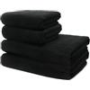 Ôhm Set di 4 Teli da Bagno | 2 Telo Doccia 70x140 cm + 2 Asciugamani Piccoli 50x100 cm | Telo Bagno Spugna Morbido e Assorbente | 100% Cotone | 500g/m2 | Hotel e B&B | Oeko-TEX Nero