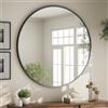 BEAUTYPEAK - Specchio rotondo da 60 cm in nero, specchio decorativo da parete con cornice in alluminio, specchio da bagno anti-rottura da appendere e appoggiare, specchio da parete per camera da letto