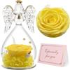 Yamonic Festa della Mamma Idee Regalo,Rosa Eterna Regalo Donna, Rosa Stabilizzata con Angelo di Vetro Regali Mamma Compleanno, Angeli Custodi Regali Nonna, Fiori Eterni con Statuette Angeli Natale
