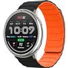 Hinnwer 20mm Cinturino Compatibile con Amazfit Cheetah 2 Pro/Amazfit T-Rex 3 Pro 44mm/Active 2 Square/Active 2/Active/GTR Mini/GTS 4 per Uomini Donne, Cinturini Magnetico Silicone Nero Arancione