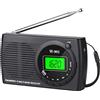 Padwa Lifestyle Radio Portatile, FM/AM/SW Mini Radio, Radiolina Portatile Ricevente Mondiale con Eccellente Ricezione e Alta Qualità Del Suono, Radio Portatile con Connessione Sveglia/Cuffie, Adatta per Escursioni