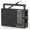 PRUNUS J-03 AM/FM Radio Portatile, Radiolina Portatile Alimentata da Batterie (4*AA) o Alimentazione CA, Radio Portatili Piccola con Jack per Cuffie per, Cucina, Tavolo, Casa (Nero)