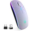 SZO Mouse Wireless Ricaricabile con Convertitore USB e Tipo-C,RGB a 7 Colori,Portatile e Precisione Regolabile (800/1200/1600),Viola Chiaro