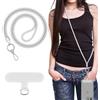 MoKo Cordino Universale per Telefono, Catena Metallica per Cellulare Crossbody Strap antifurto Staccabile per Donne Cordini per Cellulare Intorno al Collo con Toppe per iPhone, Cristallo Argento