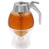 Fdit Dispenser di Senza Gocciolamento in Vetro, Bicchiere per Dispenser di Sciroppo D'acero, Vaso per a Forma di Favo di Miele, Barattolo per Versatore di con Supporto