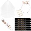 Set Accessori Addio Al Nubilato 5 Pezzi - Velo, Fascia, Occhiali, Giarrettiera E Spilla - Bianco E Rosa, Taglia Unica - 2