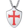 FaithHeart Collana da Uomo Personalizzato Sigillo Cavalieri Templari in Acciaio Inossidabile Collana con Croce di Gerusalemme Scudo Gioielli Religiosi Personalizzabili