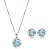 immobird Collana Orecchini Donna Set in Argento Sterling 925 di Rosegold Rosa Fiore Ciondolo con Topazio Pietra Portafortuna Per Festival Regalo