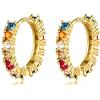 MARLION JEWELS Orecchini Cerchio da Donna in Argento 925 Con Zirconi Colorati - Set Con Finitura in Argento Sterling o Oro 18 Carati - Gioielli Ideali per Regalo (Placcato Oro)