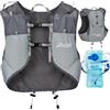 Runlight Gilet da corsa per donne e uomini, leggero, con sacca idrica da 1,5 l, per escursionismo, sentieri, sci, campeggio, ciclismo, gare, maratona (grigio chiaro)