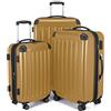 HAUPTSTADTKOFFER - ALEX - Set di 3 valigie, valigie rigide, trolley, bagaglio da viaggio opaco, set da viaggio, 4 ruote doppie (S, M e L), Autunno Oro