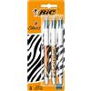BIC Penne a sfera con stampa animalier, punta media (1,0 mm), motivo zebra, leopardo, tigre, confezione da 3 pezzi, multicolore, 999850