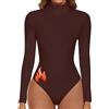 SHAPERIN Body Donna Manica Lunga Collo Alto Aderente Bodysuits Tops Long Sleeve Body Suit Turtle Neck Jumpsuits Tops Nero-Manica Lunga L