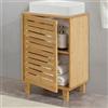 [en.casa] Armadio Sottolavabo Mobile da Bagno con 1 Anta Armadietto in Bambù per Lavabo da Appoggio Mobiletto per Lavandino 60 x 40 x 30 cm