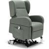 REDÒKASA Poltrona relax elettrica Atlanta per anziani, 2 motori con funzione LIFT, 4 ruote con maglione, reclinazione e alzapersona, braccioli estraibili con tavolino opzionale (Senza Tavolino, Verde)