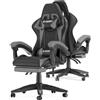 Racingreat Sedia da gaming, ergonomica, per gamer, con cuscino lombare e poggiatesta, regolabile in altezza, sedia per computer, per ufficio, per adulti, ragazze e ragazzi (Con poggiapiedi,Grigio
