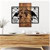 Wallity Elegante accessorio decorativo da parete in legno, 57 x 64 cm, 100% vero legno (3 cm) e metallo (1,5 mm), finitura unica noce e nera, perfetto per la decorazione della casa