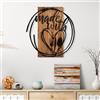 Wallity Elegante accessorio decorativo da parete in legno, 55 x 57 cm, 100% vero legno (3 cm) e metallo (1,5 mm), finitura unica noce e nera, perfetto per la decorazione della casa