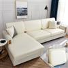 OKJK Copri Cuscini per Divano, Protezione per Divano in Tessuto con Tecnologia in Similpelle Impermeabile, copridivano con penisola per Soggiorno Elastico (Cream,Back Cushion)