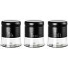 Dc Casa Set di 3 Barattoli per Sale, Zucchero e Caffè con Coperchio Ermetico - Design Elegante e Funzionale per la Cucina (Nero, 750 ml)