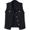 LZPCarra Gilet in jeans da donna, senza maniche, corto, in denim, oversize, giacca estiva senza maniche, vintage, in denim, elasticizzato, per le mezze stagioni, da donna, Nero , L