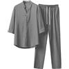 Generico Pigiama Uomo Estivo Manica Corto Girocollo Comodo Set Pigiama in Seta Ghiacciata Leggeri e Traspiranti Top Corto Loungewear e Pantaloncini Tinta Unita Camicia da Notte Abbigliamento Regalo Uomo